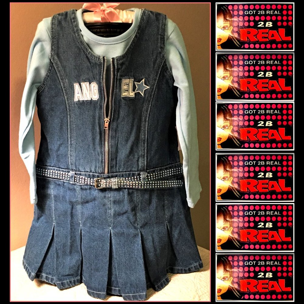 GOT 2B REAL Denim Pleated Jumper and Long Sleeved Shirt Set  NWT!!